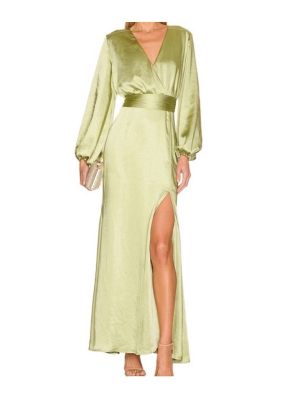 Revolve Elliatt Maxi Satin Green Dress Size Small